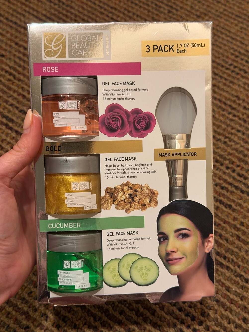 Global Beauty Care Gel Face Mask 3-Pack with Applicator